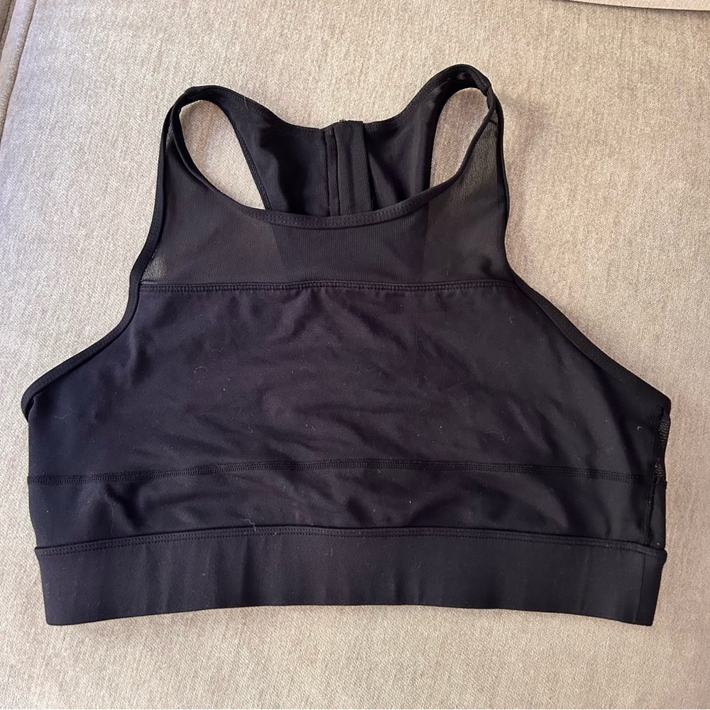 ZYIA active black mesh zip up all star sports bra